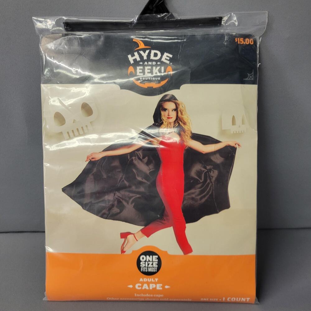 Hyde and Eek! Boutique Adult Cape One Size Black Halloween Costume Cloak
